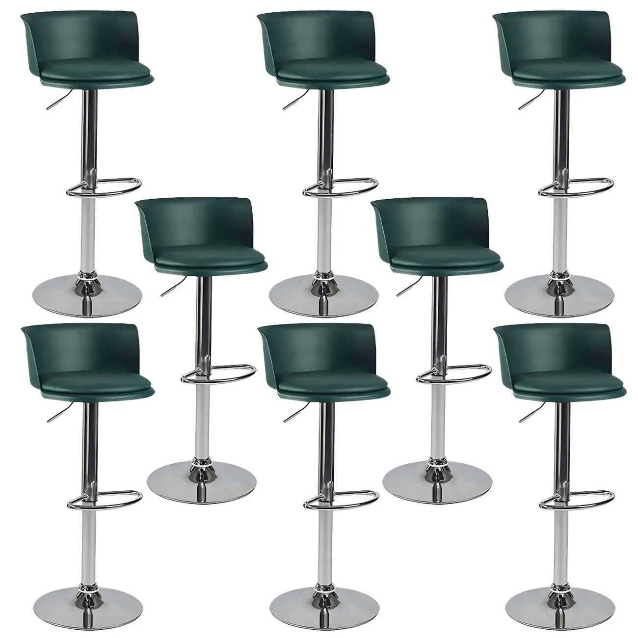 Glam Metal Adjustable Swivel Bar Stools with Backrest for Kitchen Image - 50