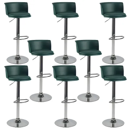 Glam Metal Adjustable Swivel Bar Stools with Backrest for Kitchen Image - 50