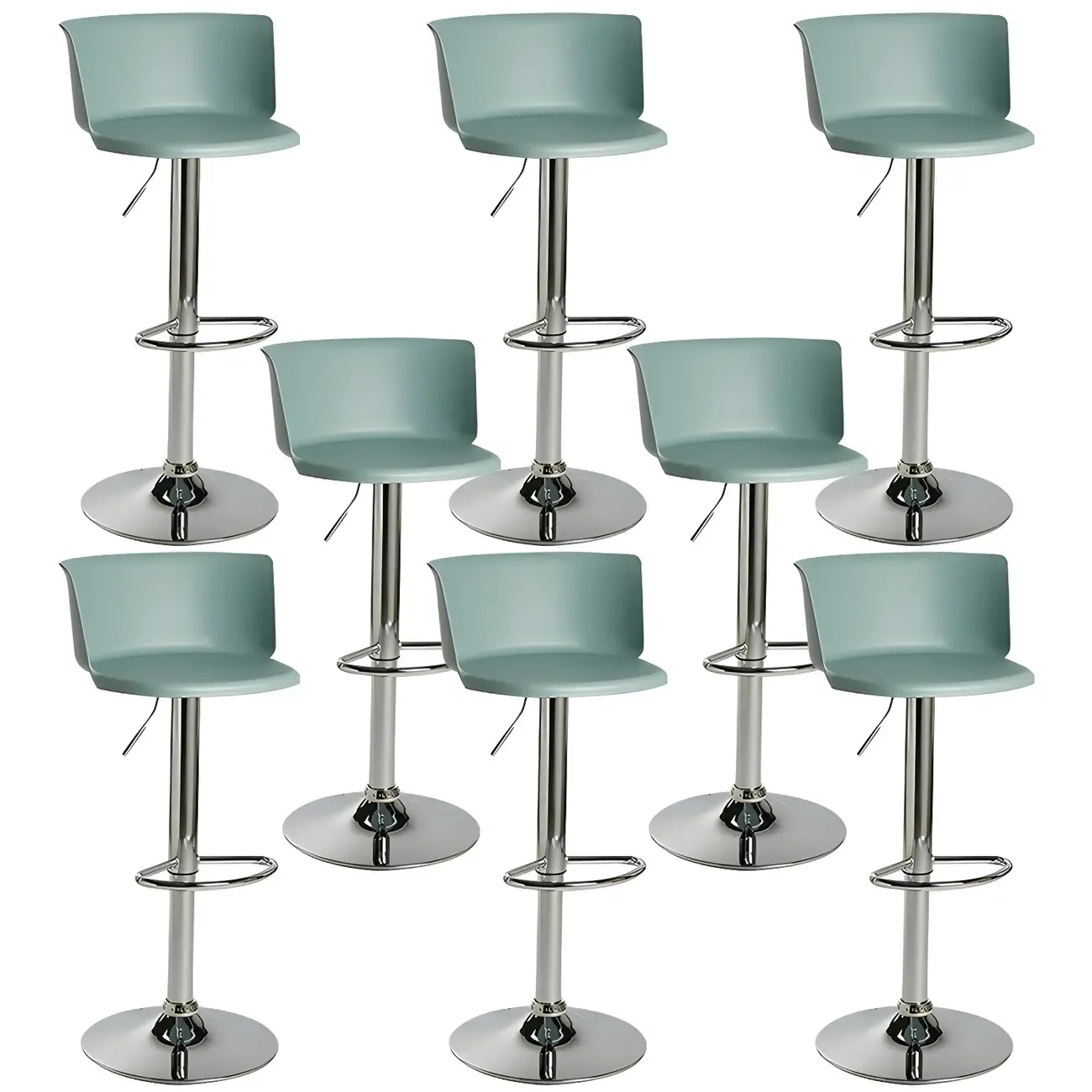 Glam Metal Adjustable Swivel Bar Stools with Backrest for Kitchen Image - 55