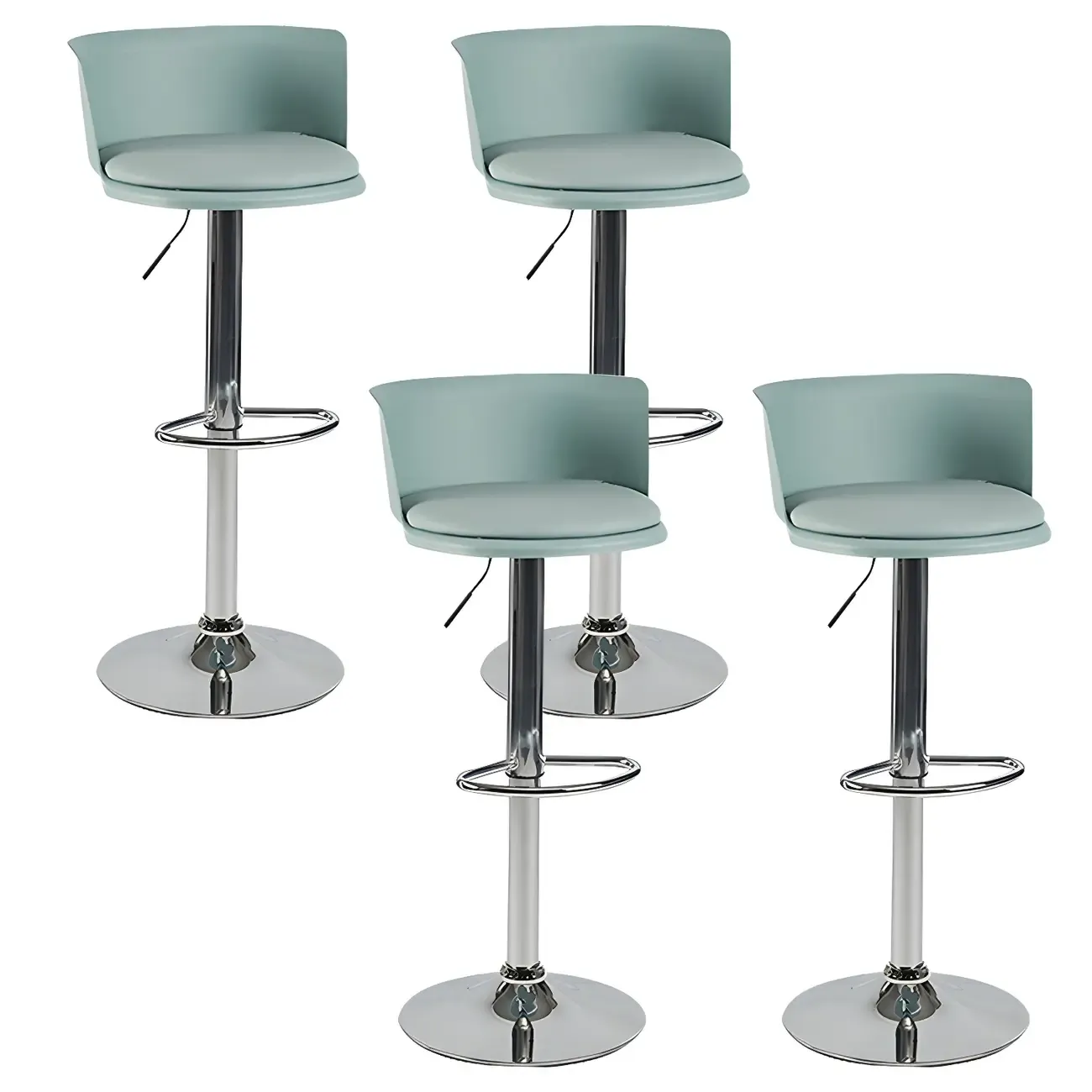 Glam Metal Adjustable Swivel Bar Stools with Backrest for Kitchen Image - 58
