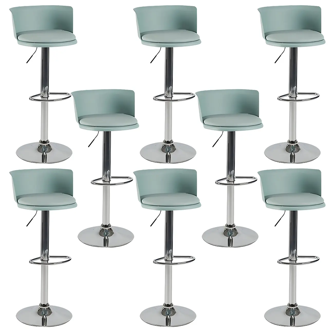 Glam Metal Adjustable Swivel Bar Stools with Backrest for Kitchen Image - 60 | homeyfad