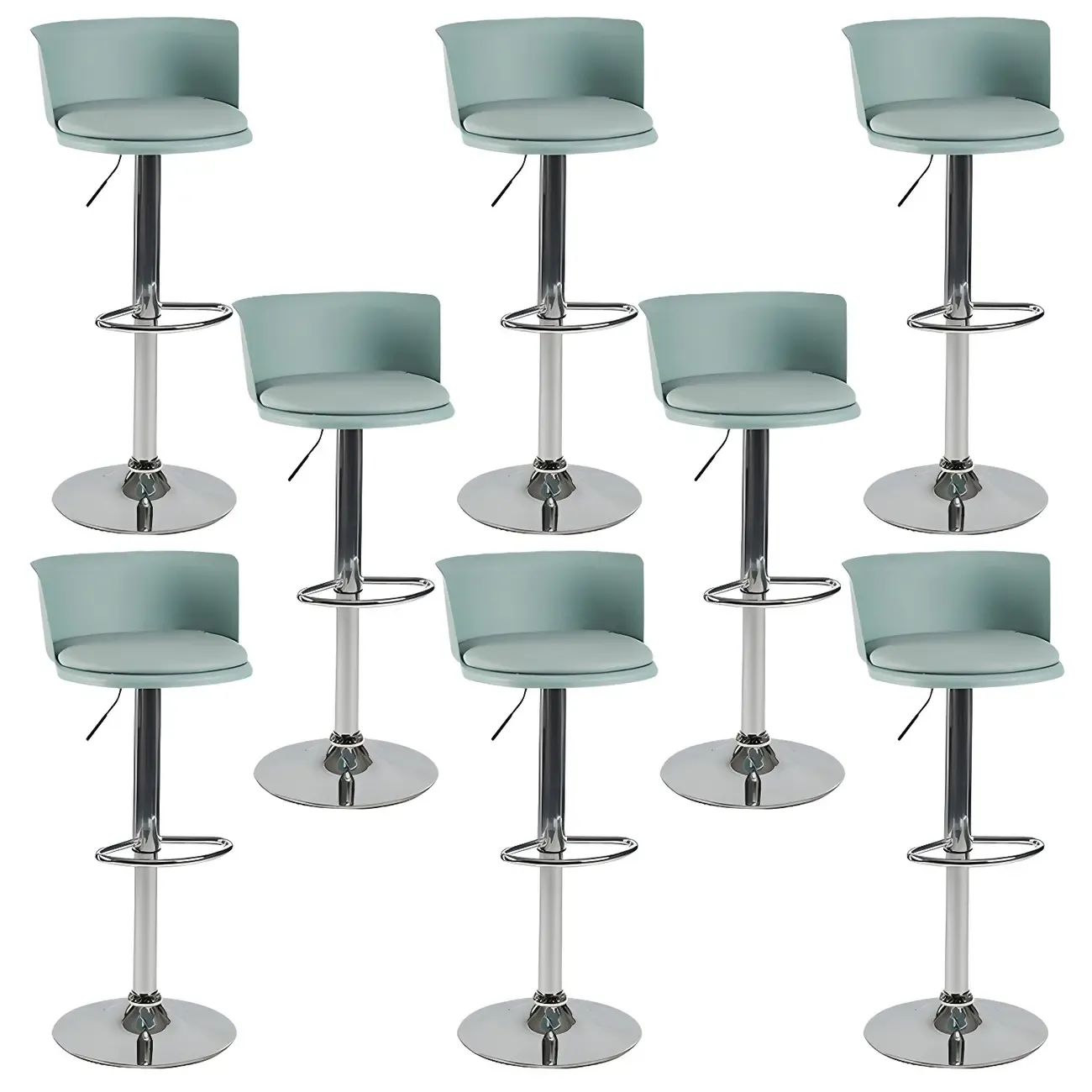 Glam Metal Adjustable Swivel Bar Stools with Backrest for Kitchen Image - 60