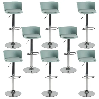 Glam Metal Adjustable Swivel Bar Stools with Backrest for Kitchen Image - 60