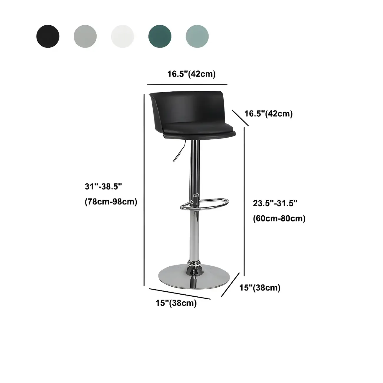 Glam Metal Adjustable Swivel Bar Stools with Backrest for Kitchen Image - 62