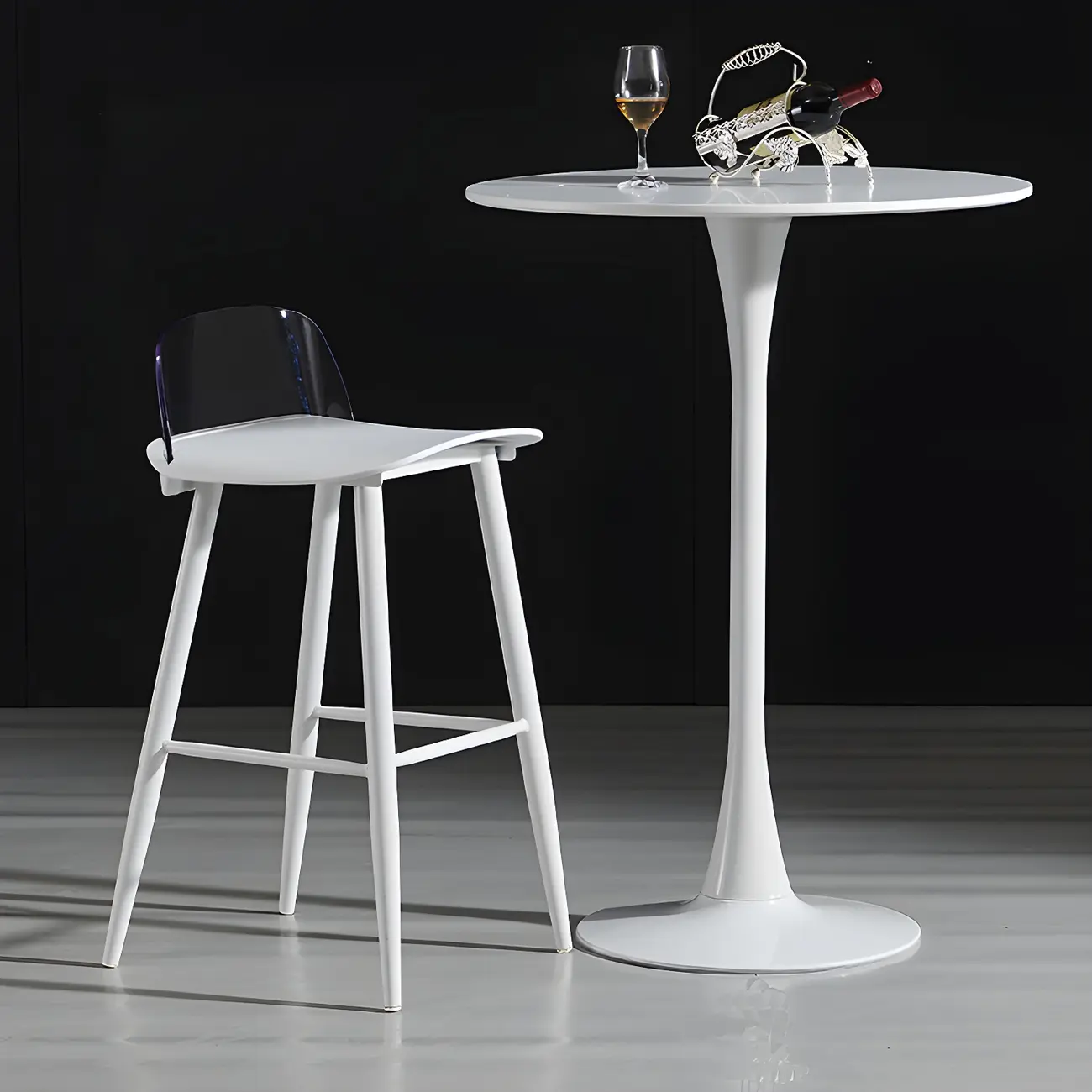 Simple White Round Metal Small Cocktail Bar Table Image - 1 | homeyfad
