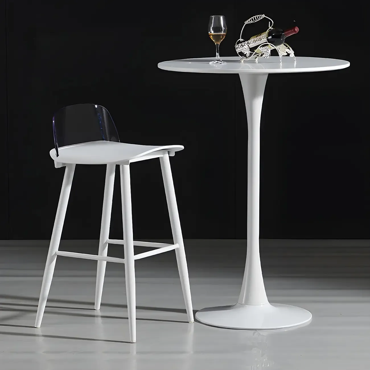 Simple White Round Metal Small Cocktail Bar Table Image - 1