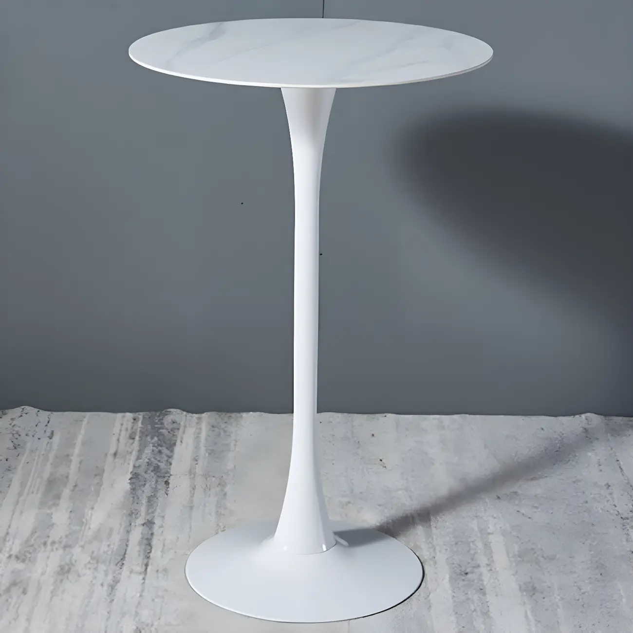 Simple White Round Metal Small Cocktail Bar Table Image - 2 | homeyfad