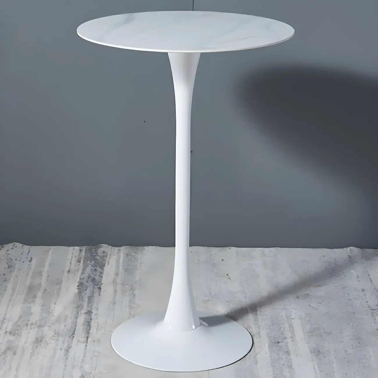 Simple White Round Metal Small Cocktail Bar Table Image - 2