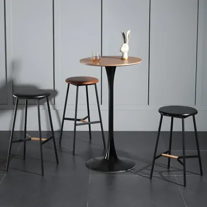 Simple White Round Metal Small Cocktail Bar Table Image - 6
