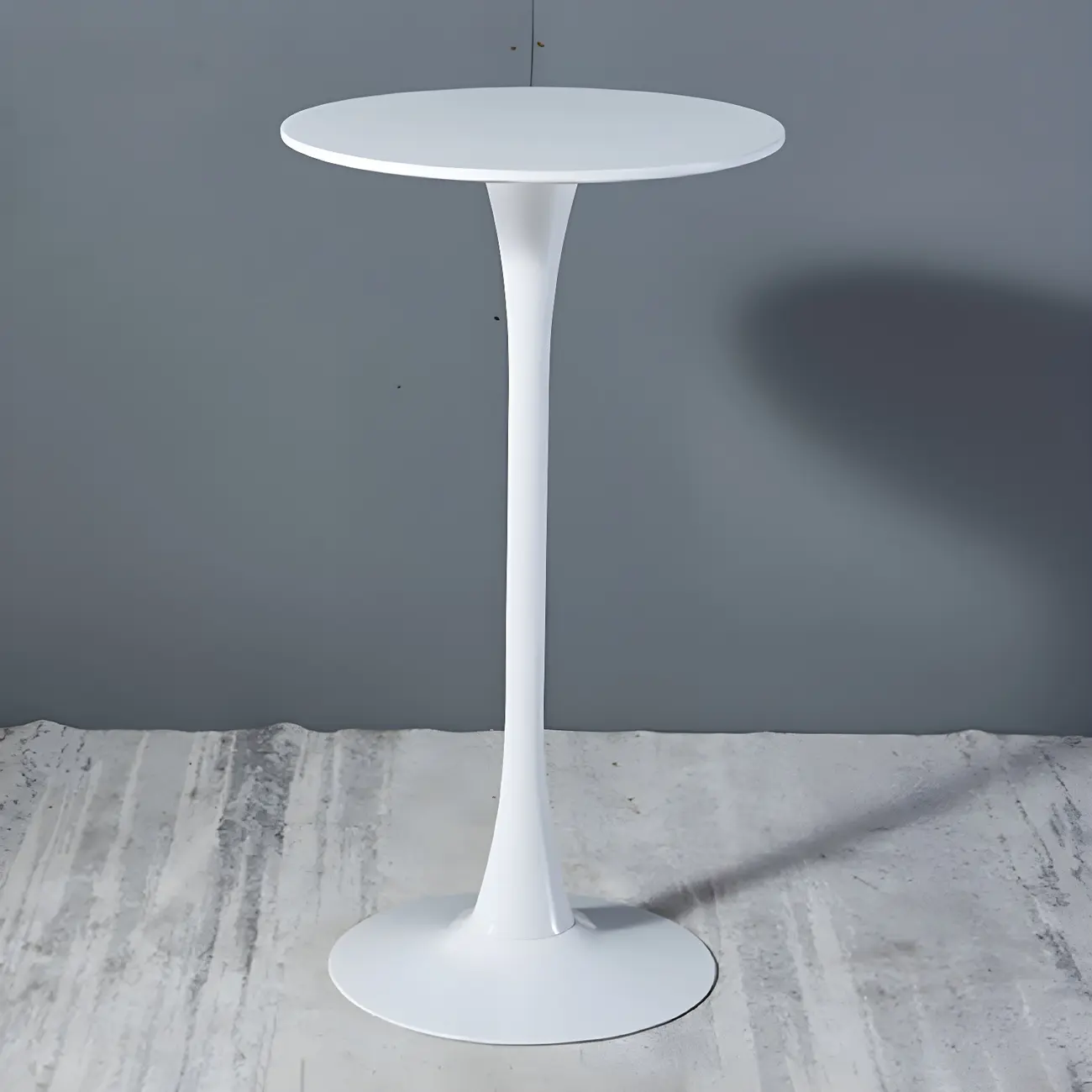 Simple White Round Metal Small Cocktail Bar Table Image - 5 | homeyfad