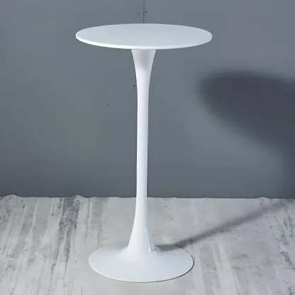 Simple White Round Metal Small Cocktail Bar Table Image - 5
