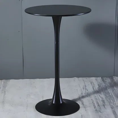Simple White Round Metal Small Cocktail Bar Table Image - 7