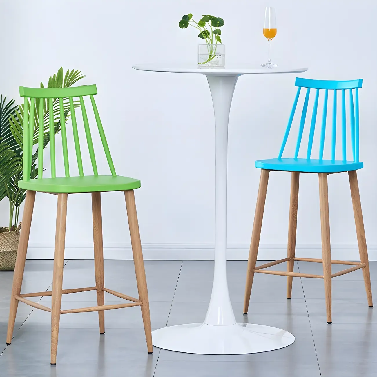 Simple White Round Metal Small Cocktail Bar Table Image - 13