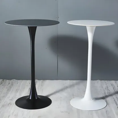 Simple White Round Metal Small Cocktail Bar Table Image - 14
