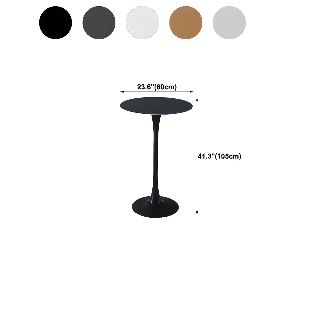 Simple White Round Metal Small Cocktail Bar Table #size