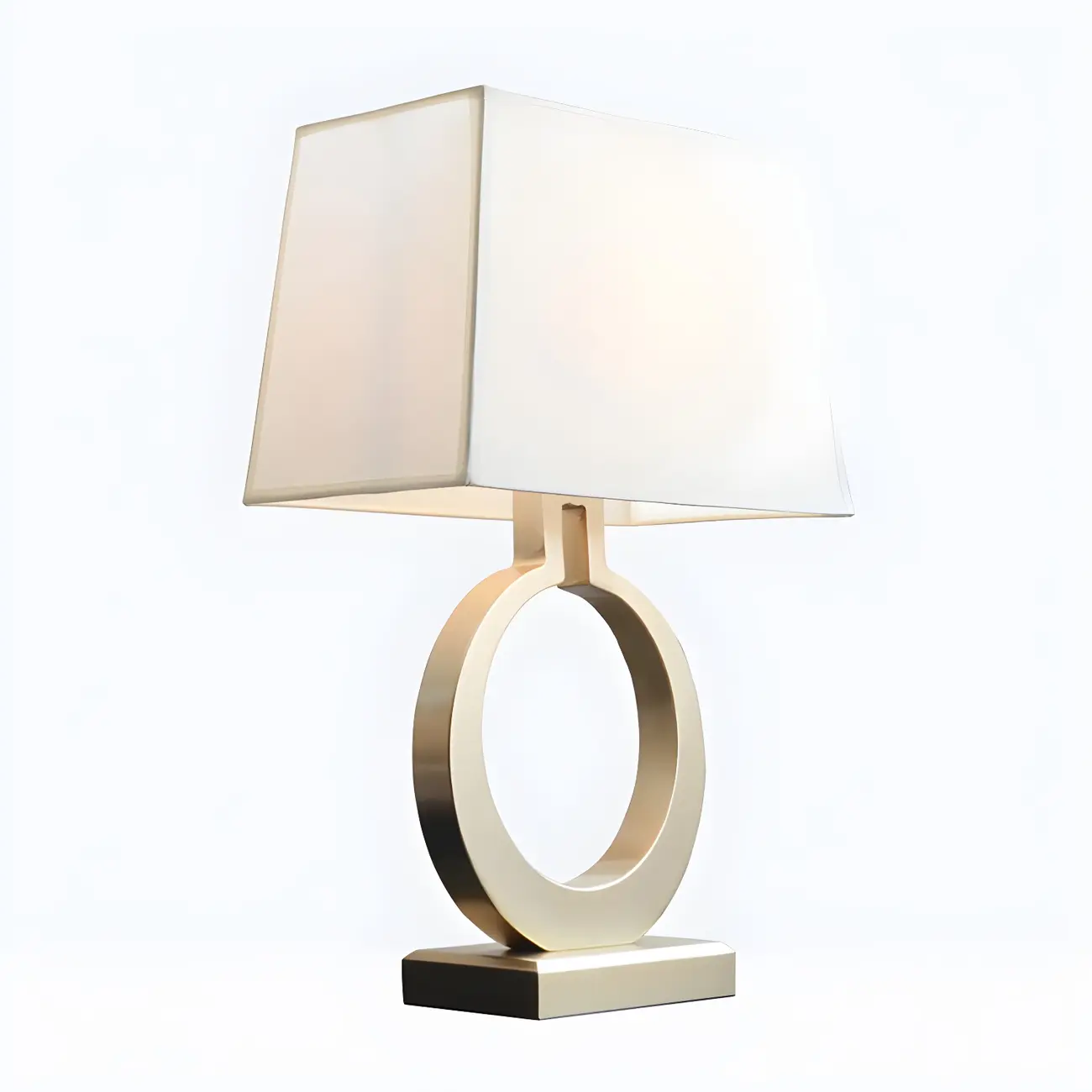 Luxury Gold Circle Base LED Table Lamp Fabric Shade Image - 7 | homeyfad