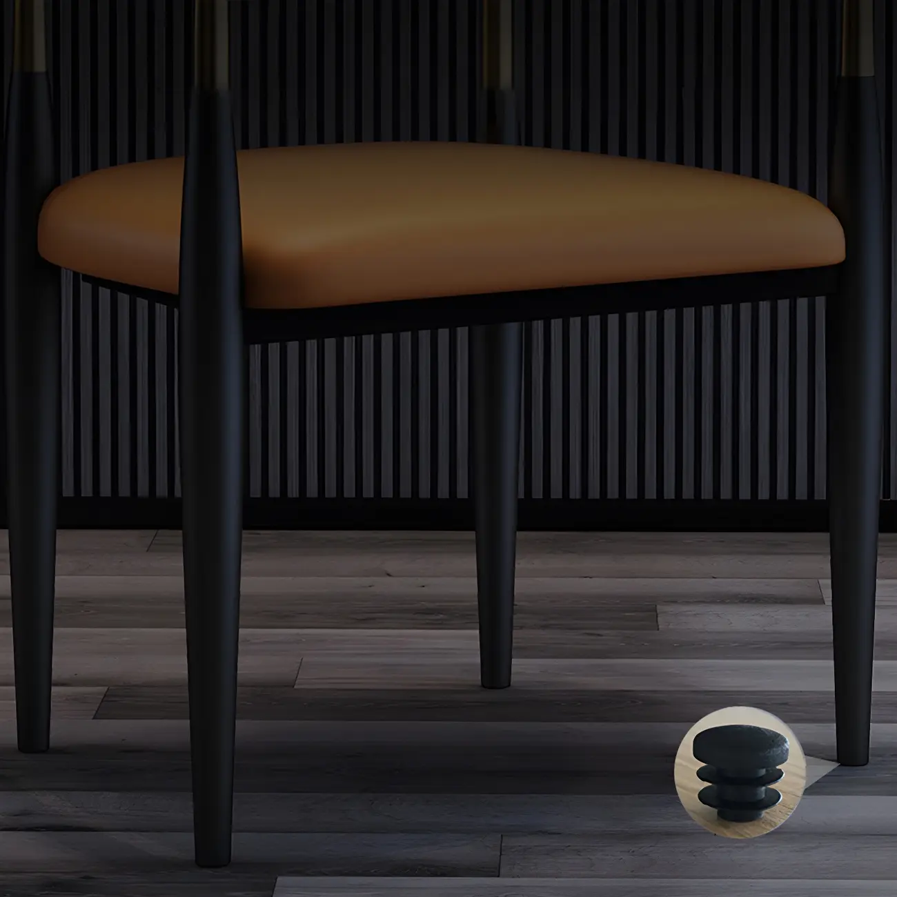 Curved Metal Legs Faux Leather Armrest Dining Chair Image - 13 | homeyfad