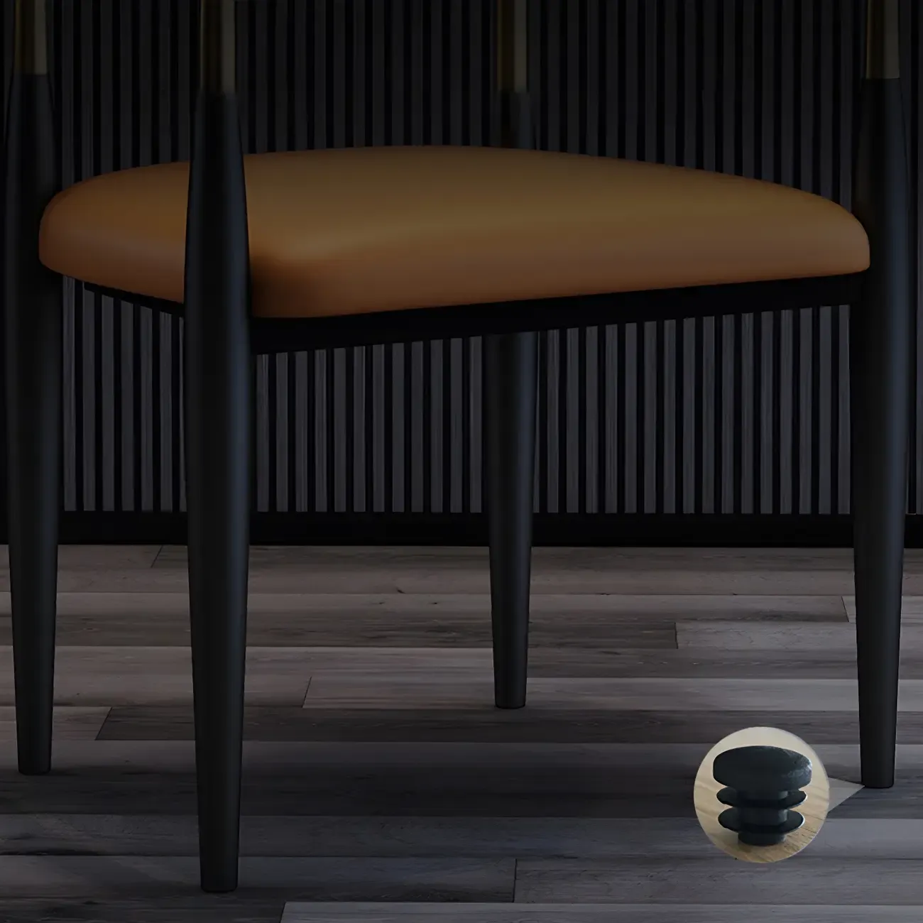 Curved Metal Legs Faux Leather Armrest Dining Chair Image - 13