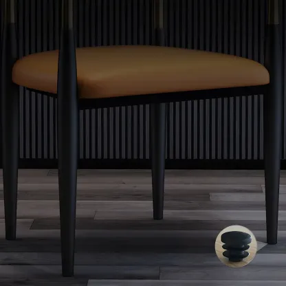 Curved Metal Legs Faux Leather Armrest Dining Chair Image - 13