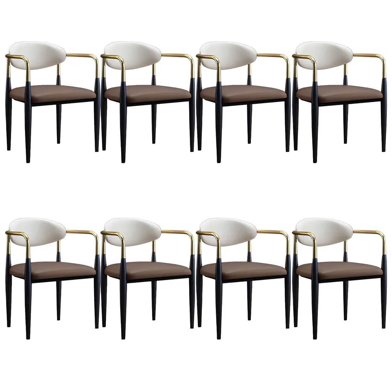 Curved Metal Legs Faux Leather Armrest Dining Chair Image - 37 | homeyfad