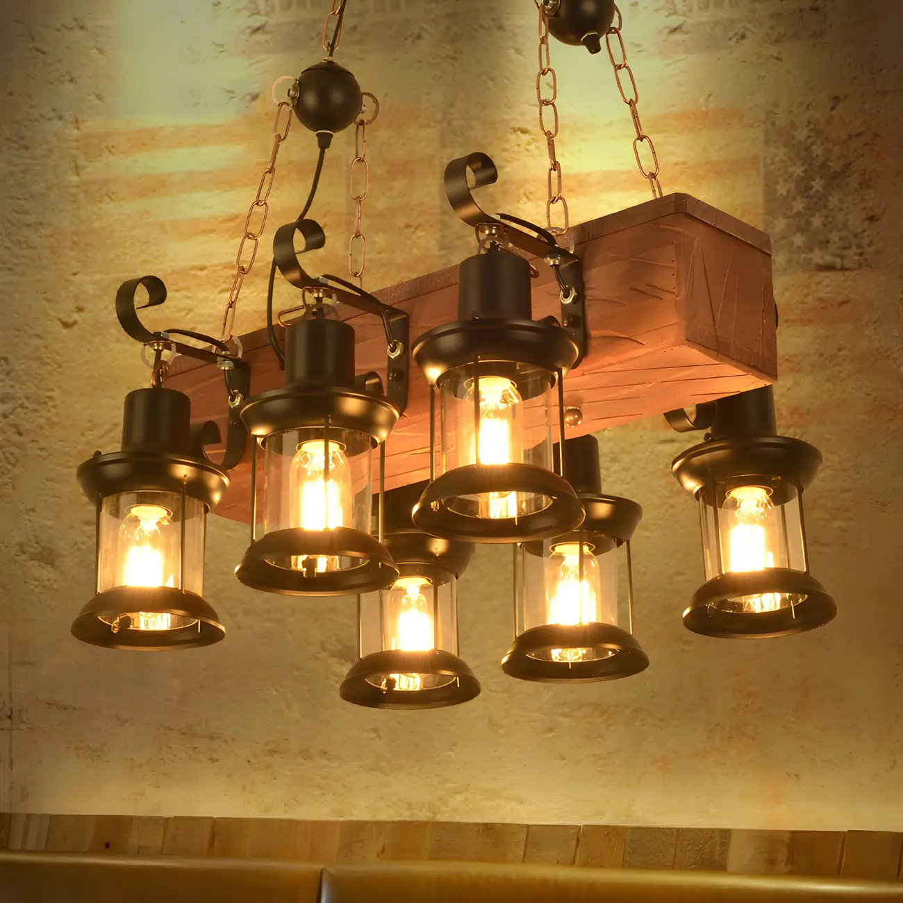 Rustic Lantern-Shaped Pendant Lights for Kitchen Image - 2 | homeyfad