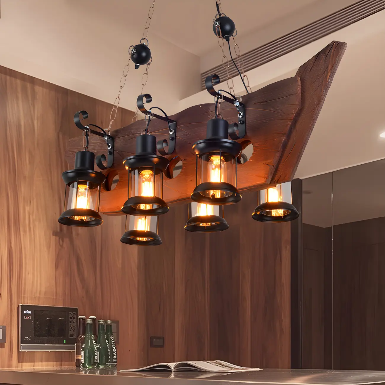 Rustic Lantern-Shaped Pendant Lights for Kitchen Image - 1 | homeyfad