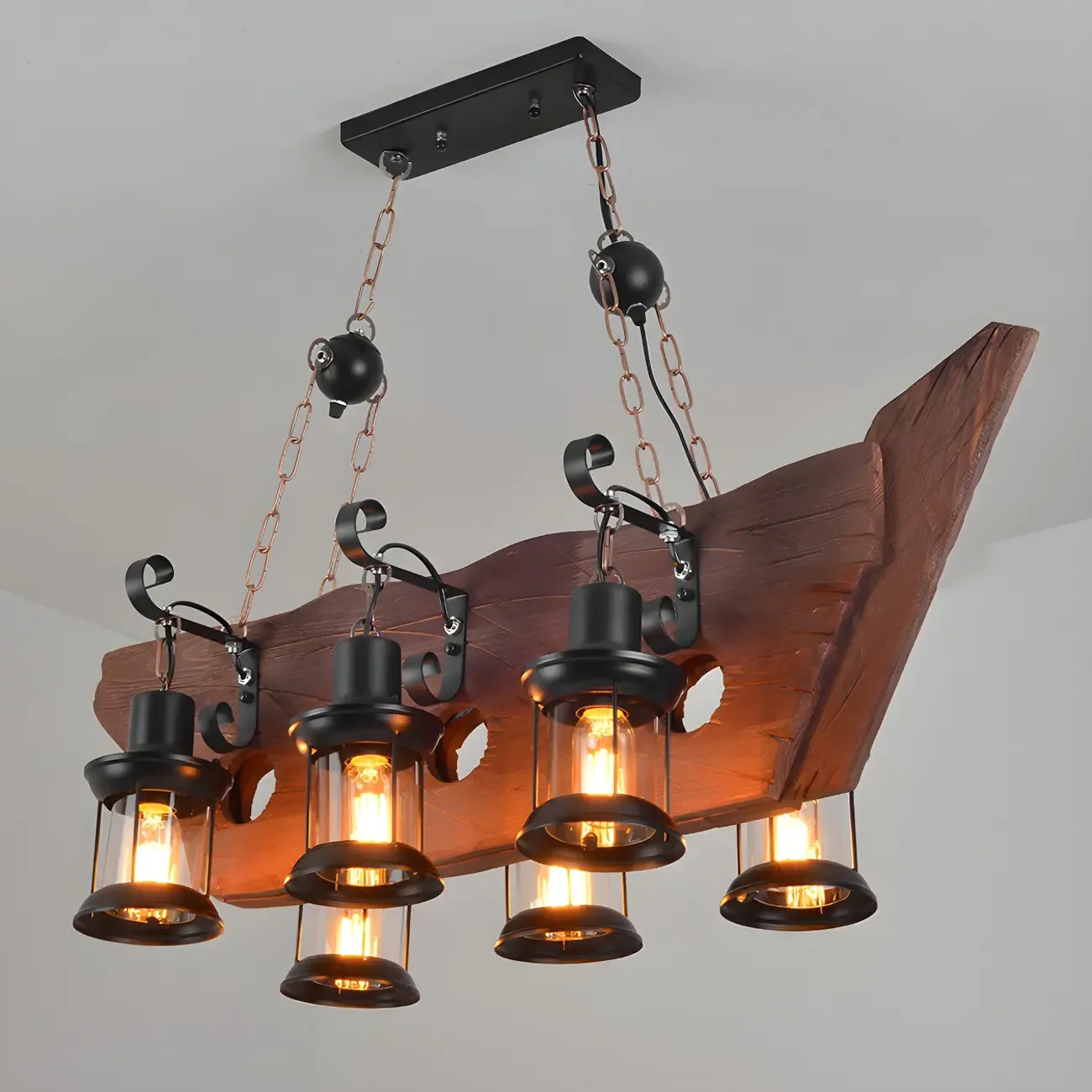 Rustic Lantern-Shaped Pendant Lights for Kitchen Image - 7