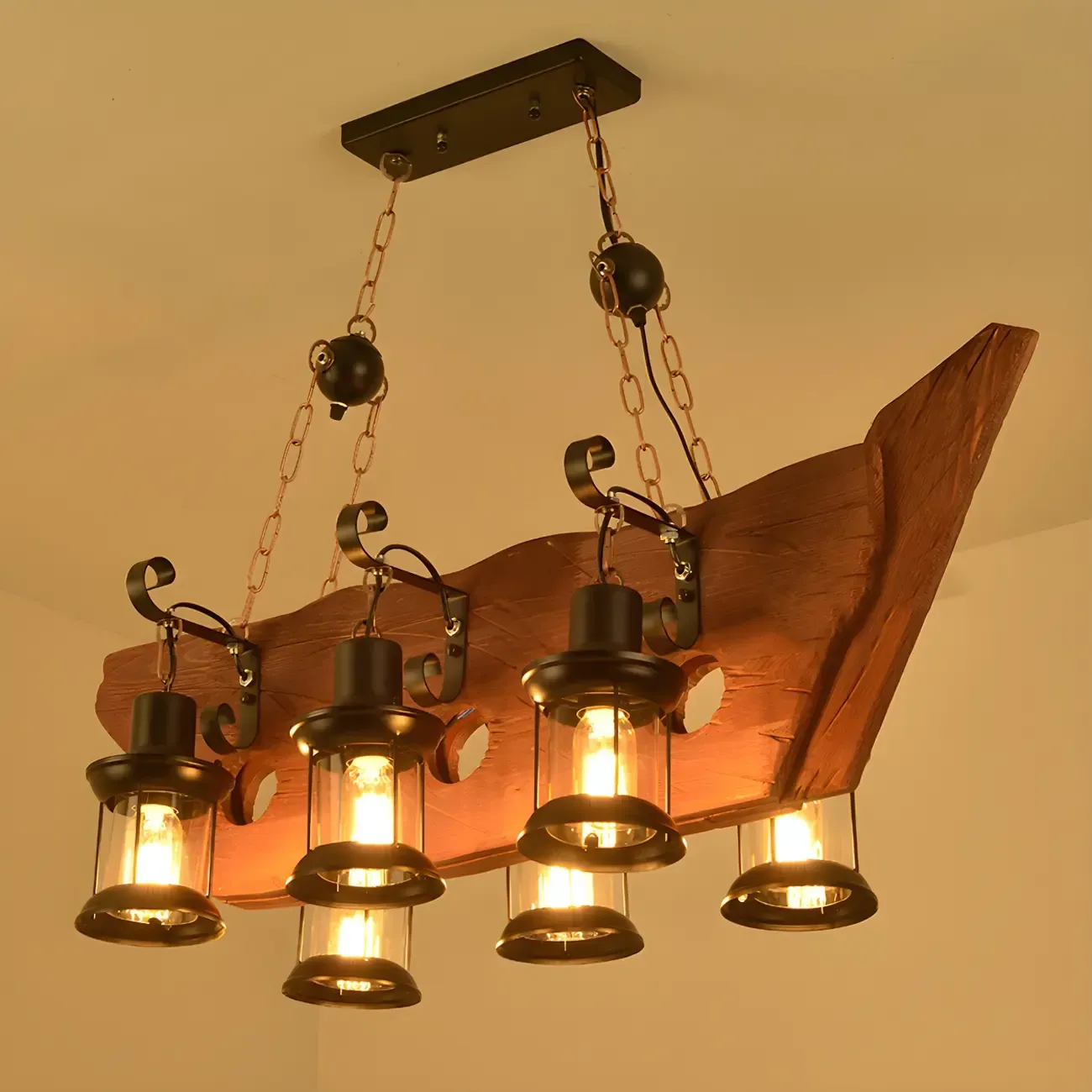 Rustic Lantern-Shaped Pendant Lights for Kitchen Image - 8