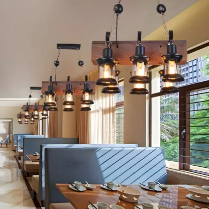 Rustic Lantern-Shaped Pendant Lights for Kitchen Image - 13