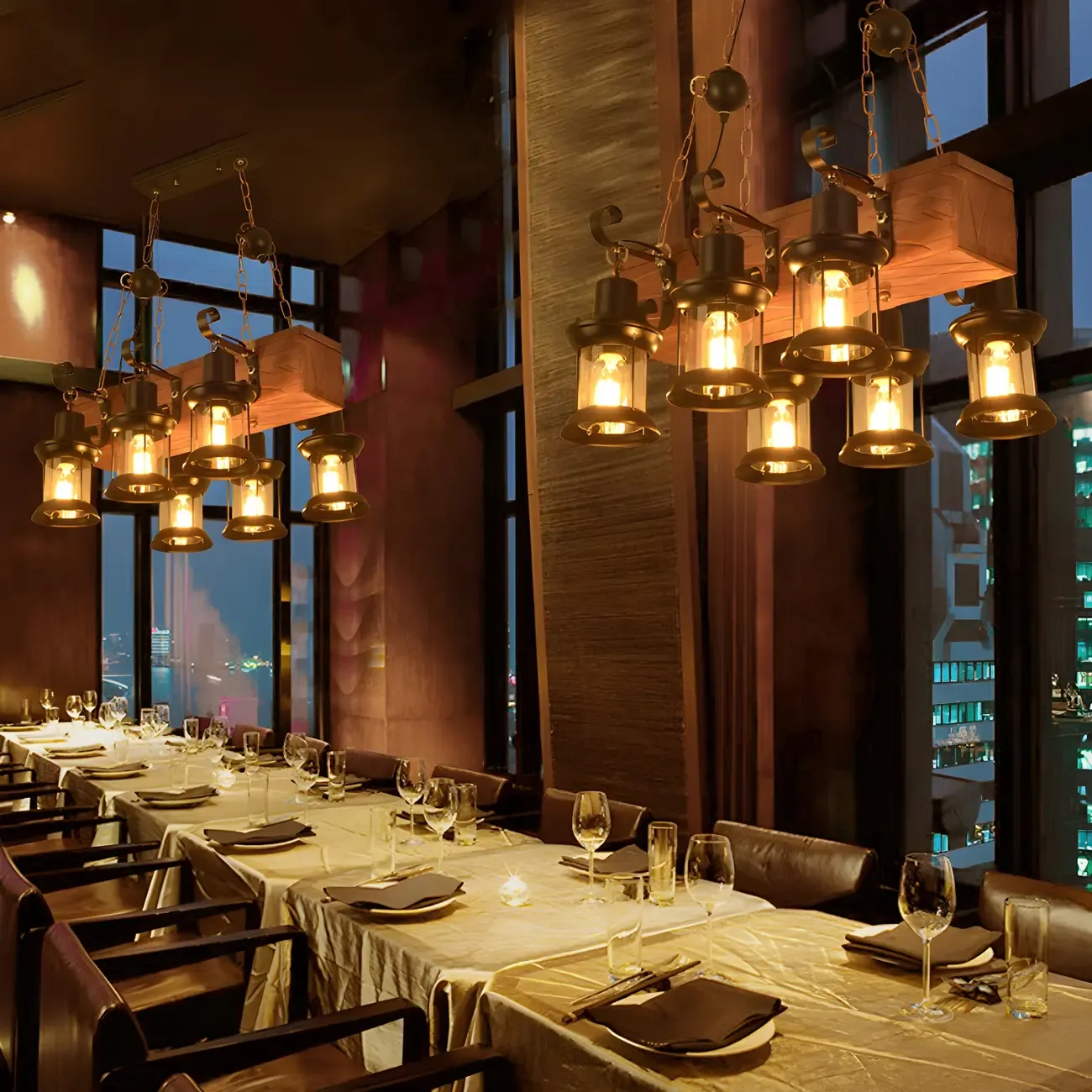 Rustic Lantern-Shaped Pendant Lights for Kitchen Image - 14