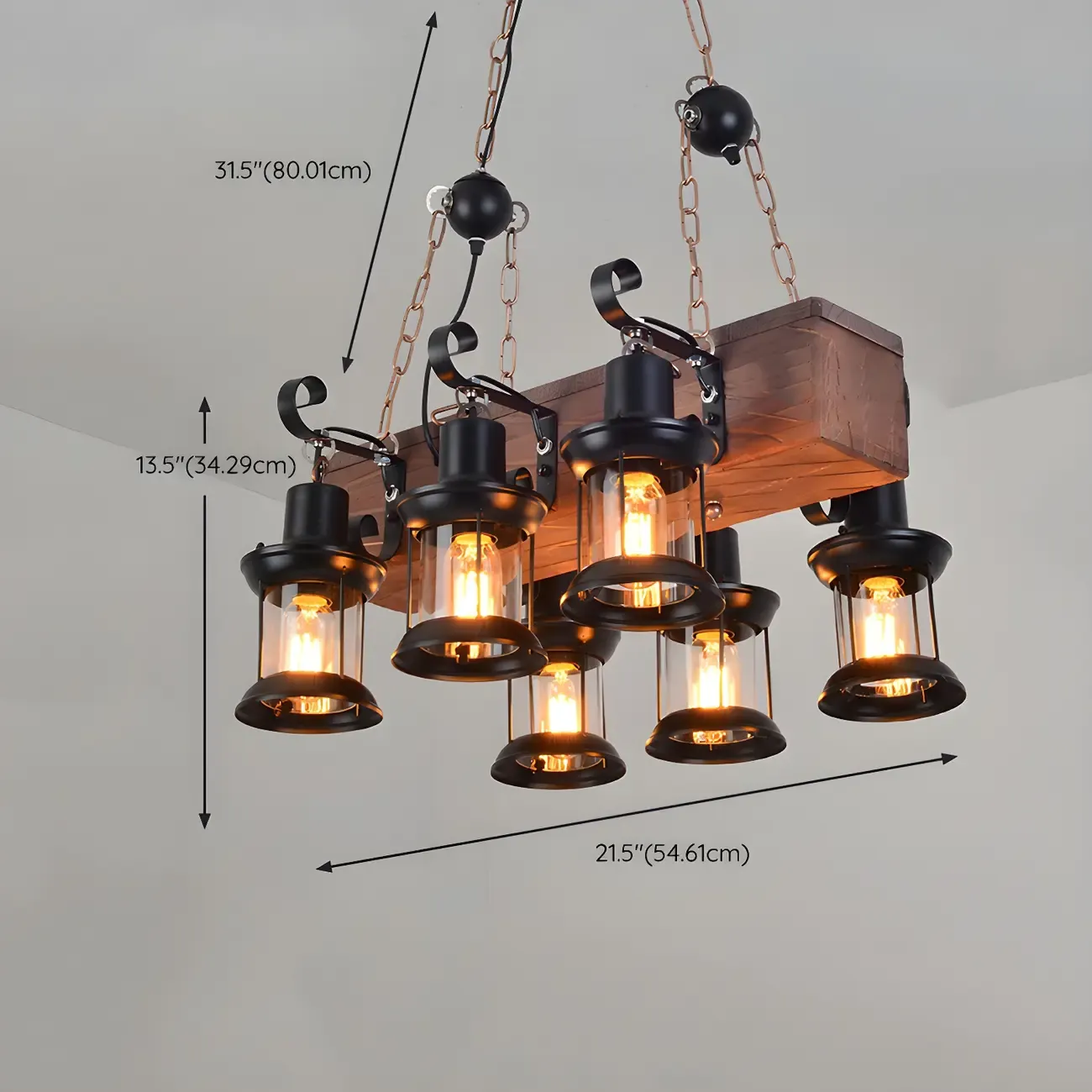 Rustic Lantern-Shaped Pendant Lights for Kitchen #size