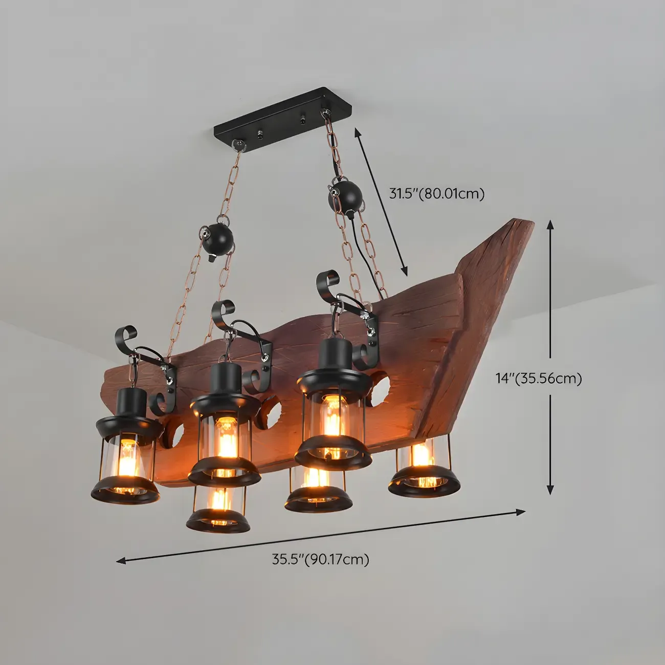 Rustic Lantern-Shaped Pendant Lights for Kitchen Image - 16