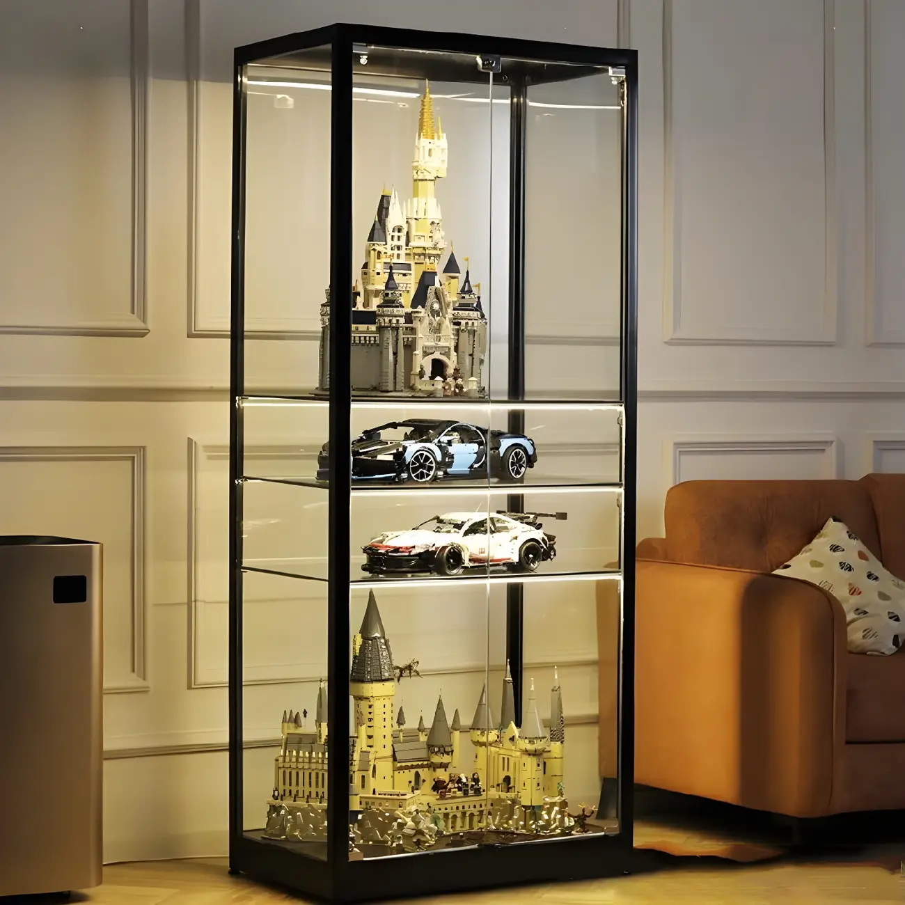 Modern Glass Black Curio Cabinet with Glass Doors Image - 1 | homeyfad