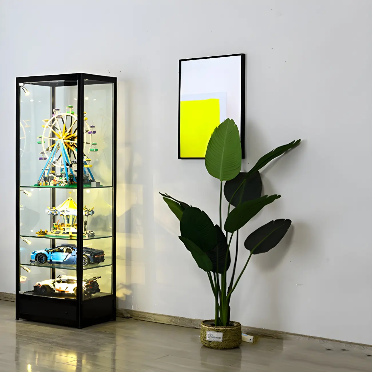 Modern Glass Black Curio Cabinet with Glass Doors Image - 3 | homeyfad