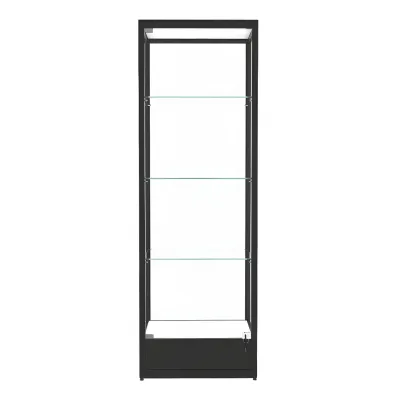 Modern Glass Black Curio Cabinet with Glass Doors Image - 10