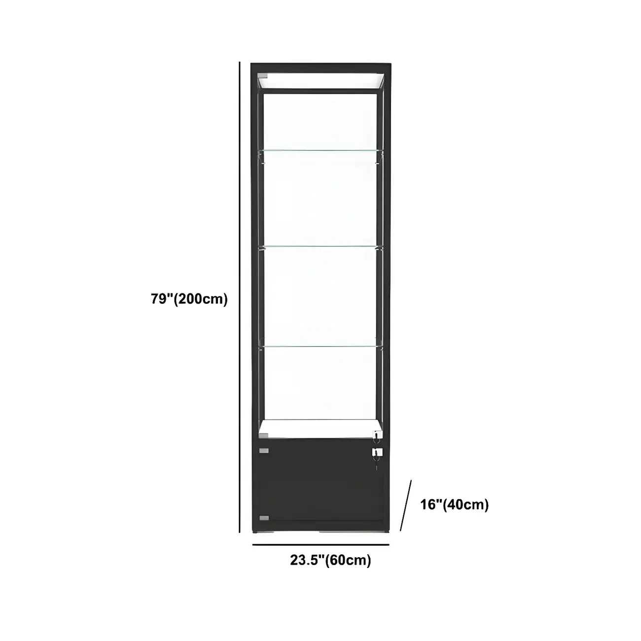 Modern Glass Black Curio Cabinet with Glass Doors Image - 17