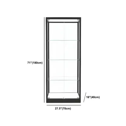Modern Glass Black Curio Cabinet with Glass Doors Image - 21