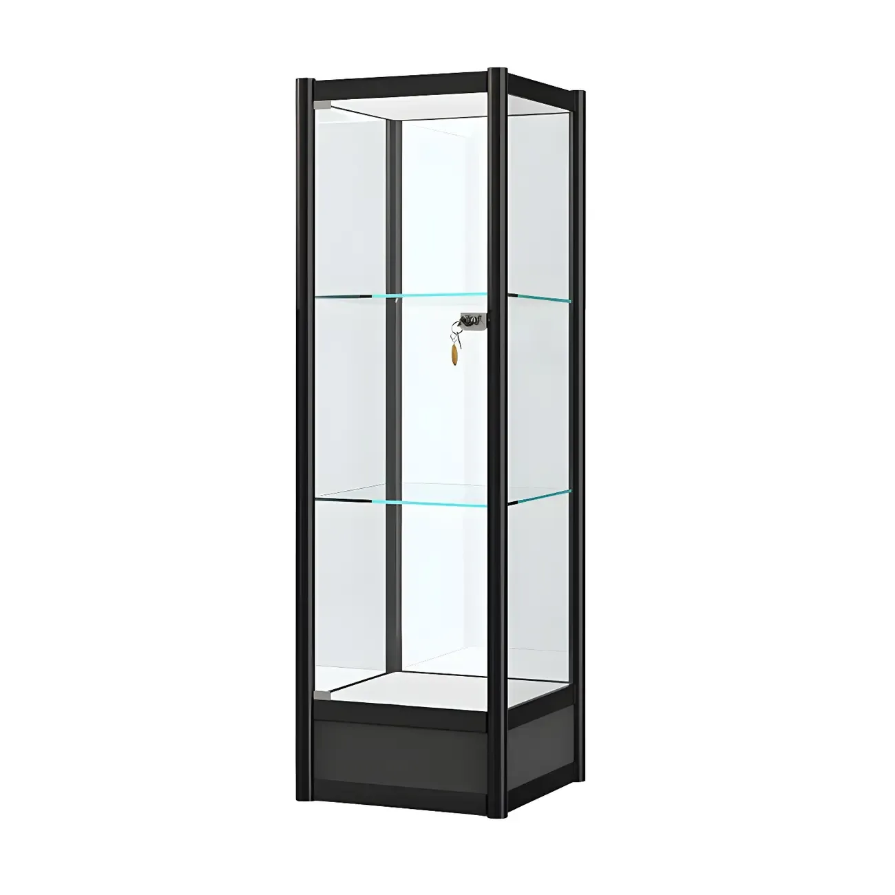 Rectangular Black Glass Metal Curio Display Cabinet Image - 5