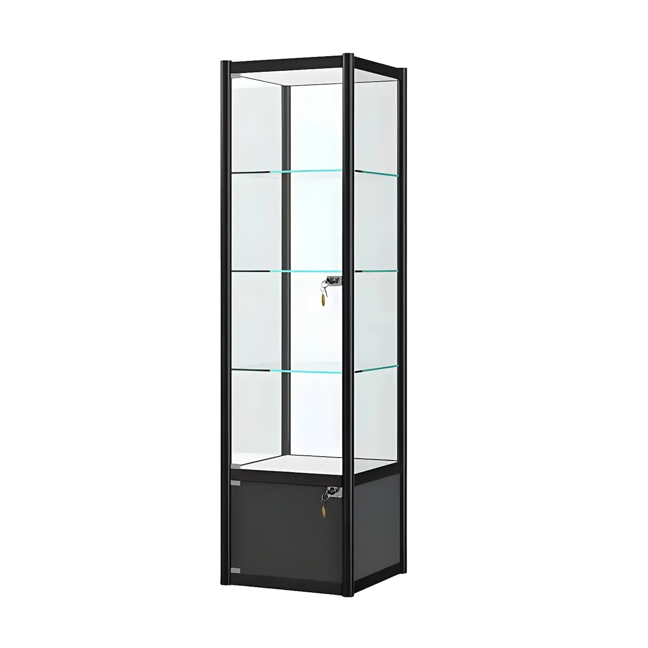 Rectangular Black Glass Metal Curio Display Cabinet Image - 6