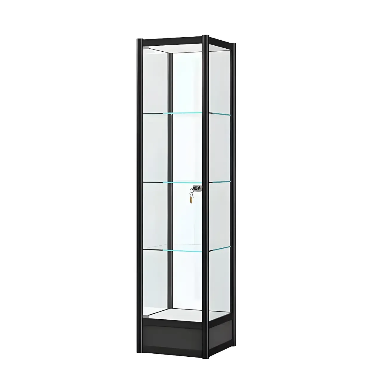 Rectangular Black Glass Metal Curio Display Cabinet Image - 7