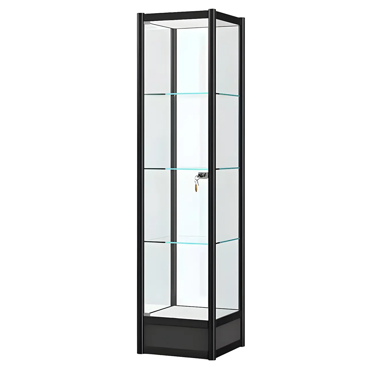 Rectangular Black Glass Metal Curio Display Cabinet Image - 8 | homeyfad