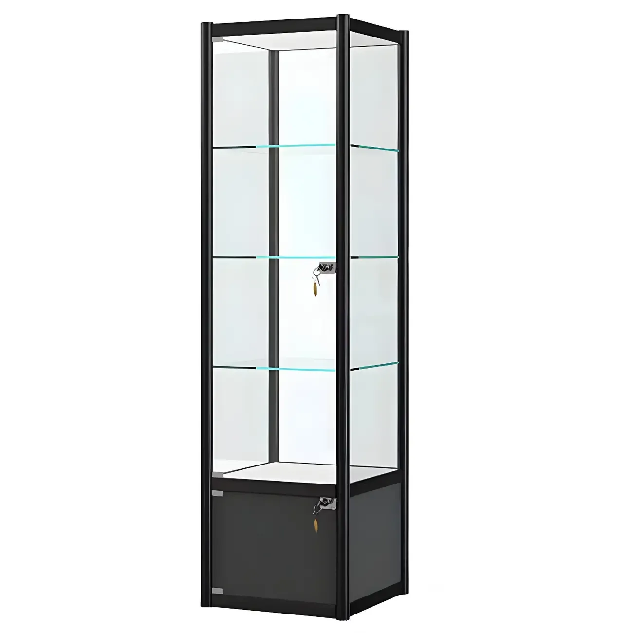 Rectangular Black Glass Metal Curio Display Cabinet Image - 9