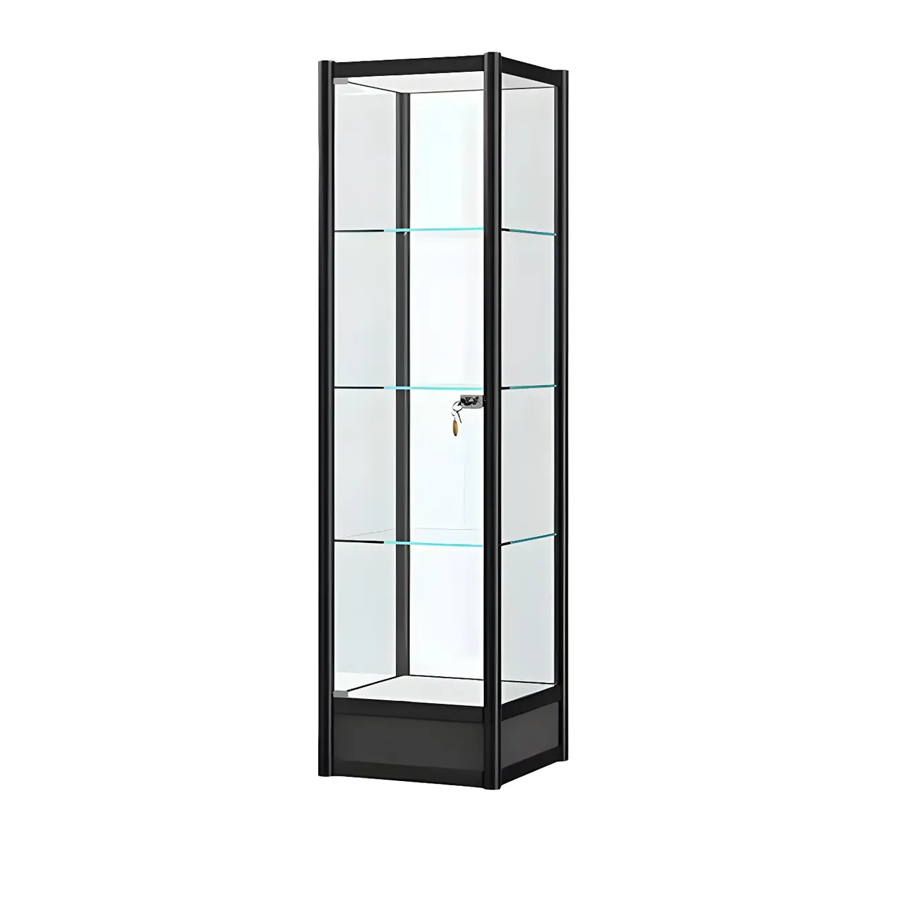 Rectangular Black Glass Metal Curio Display Cabinet Image - 10 | homeyfad