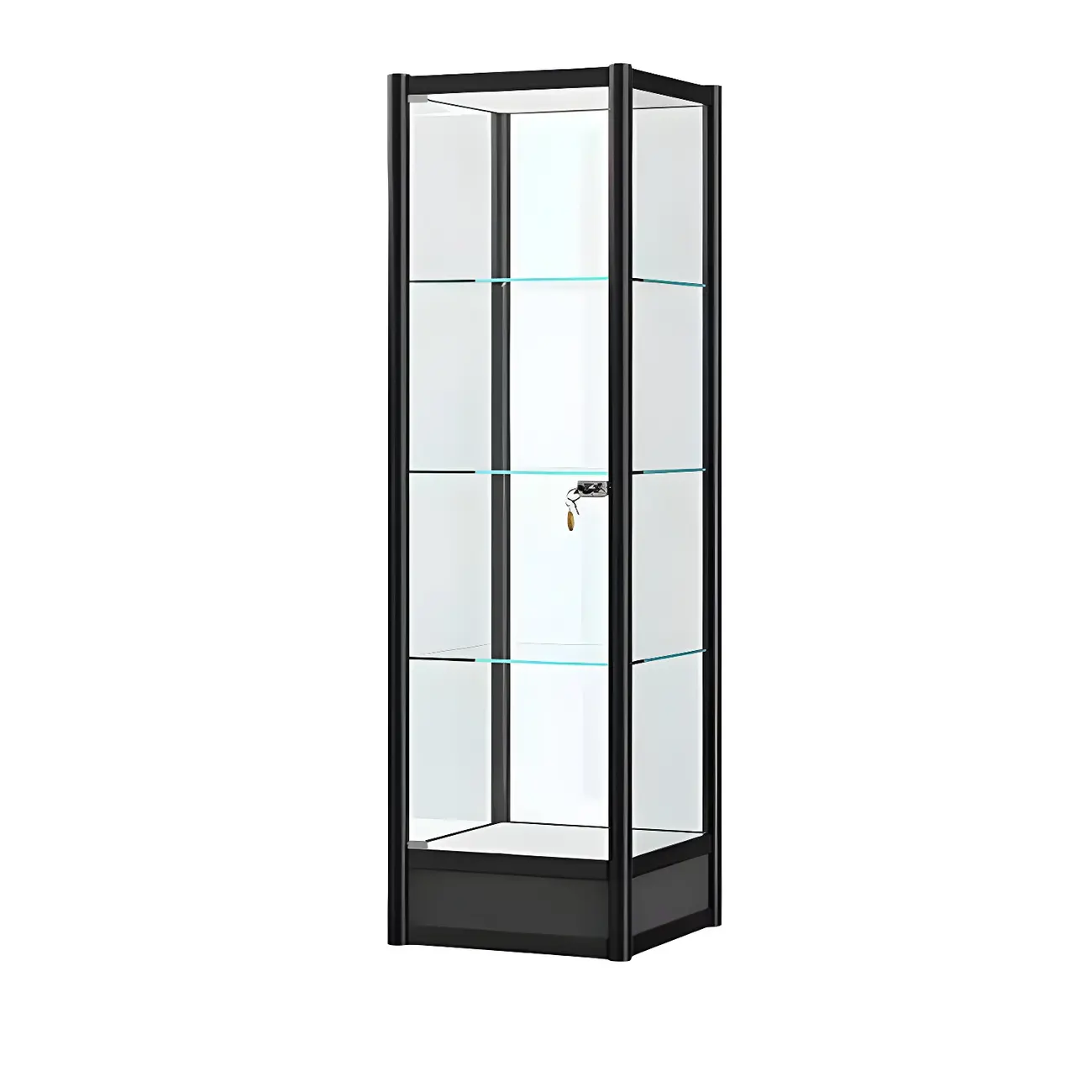 Rectangular Black Glass Metal Curio Display Cabinet Image - 11 | homeyfad