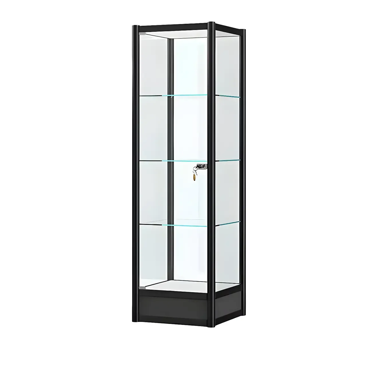 Rectangular Black Glass Metal Curio Display Cabinet Image - 11