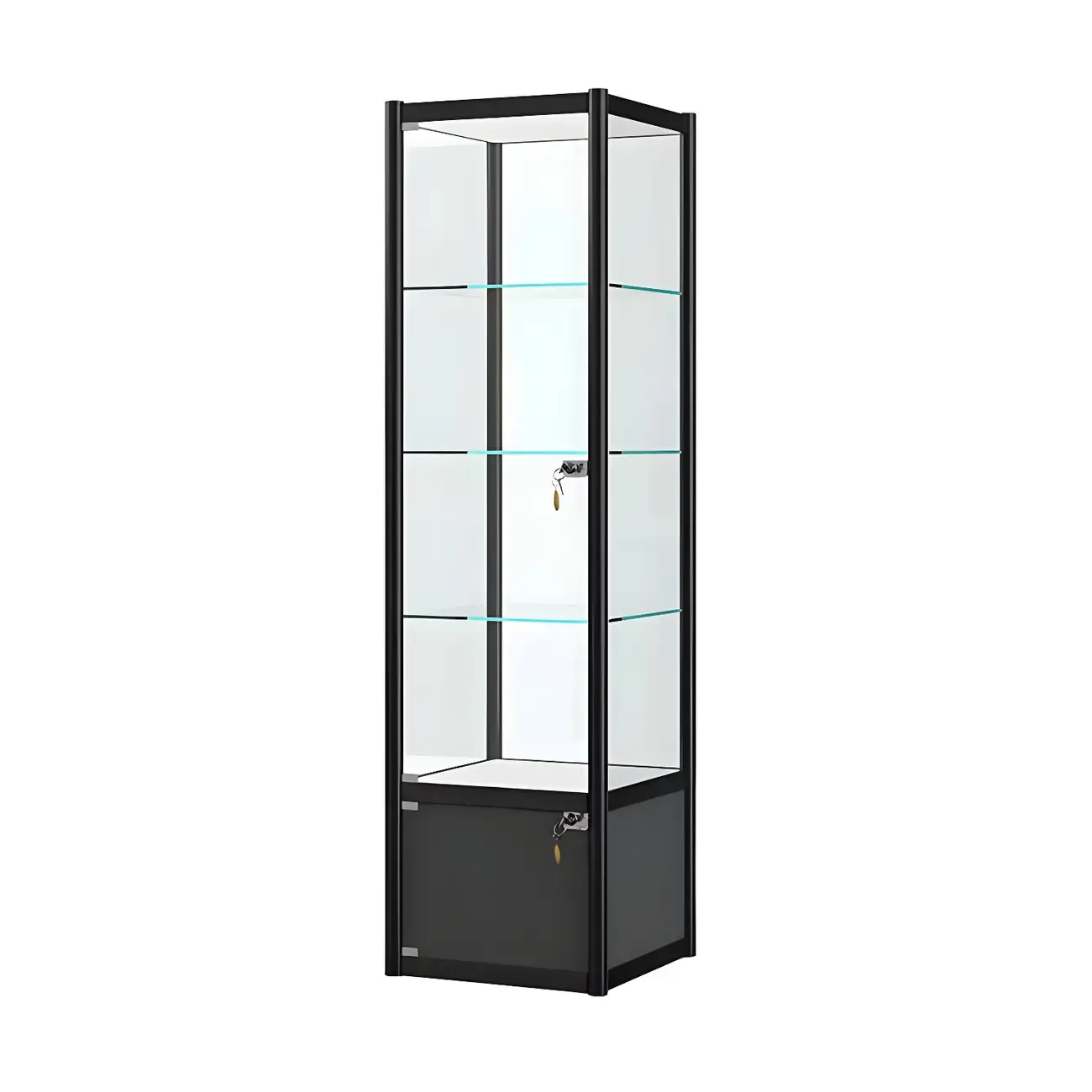 Rectangular Black Glass Metal Curio Display Cabinet Image - 12