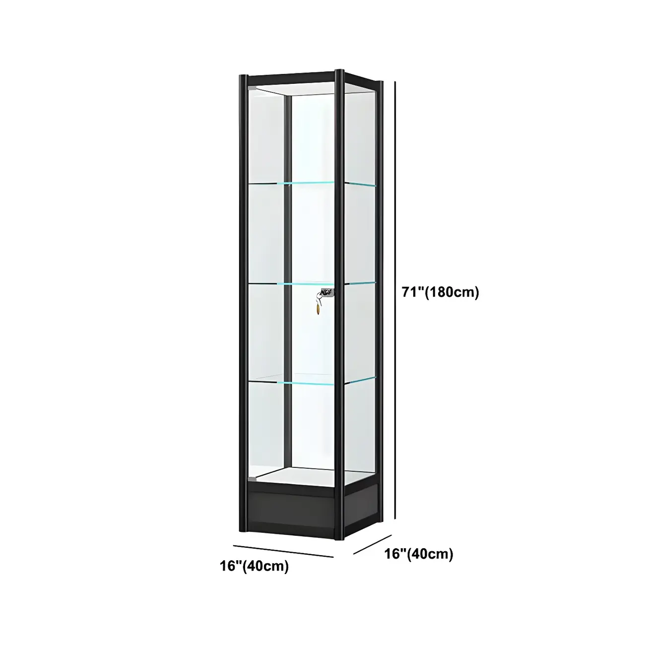 Rectangular Black Glass Metal Curio Display Cabinet #size | homeyfad