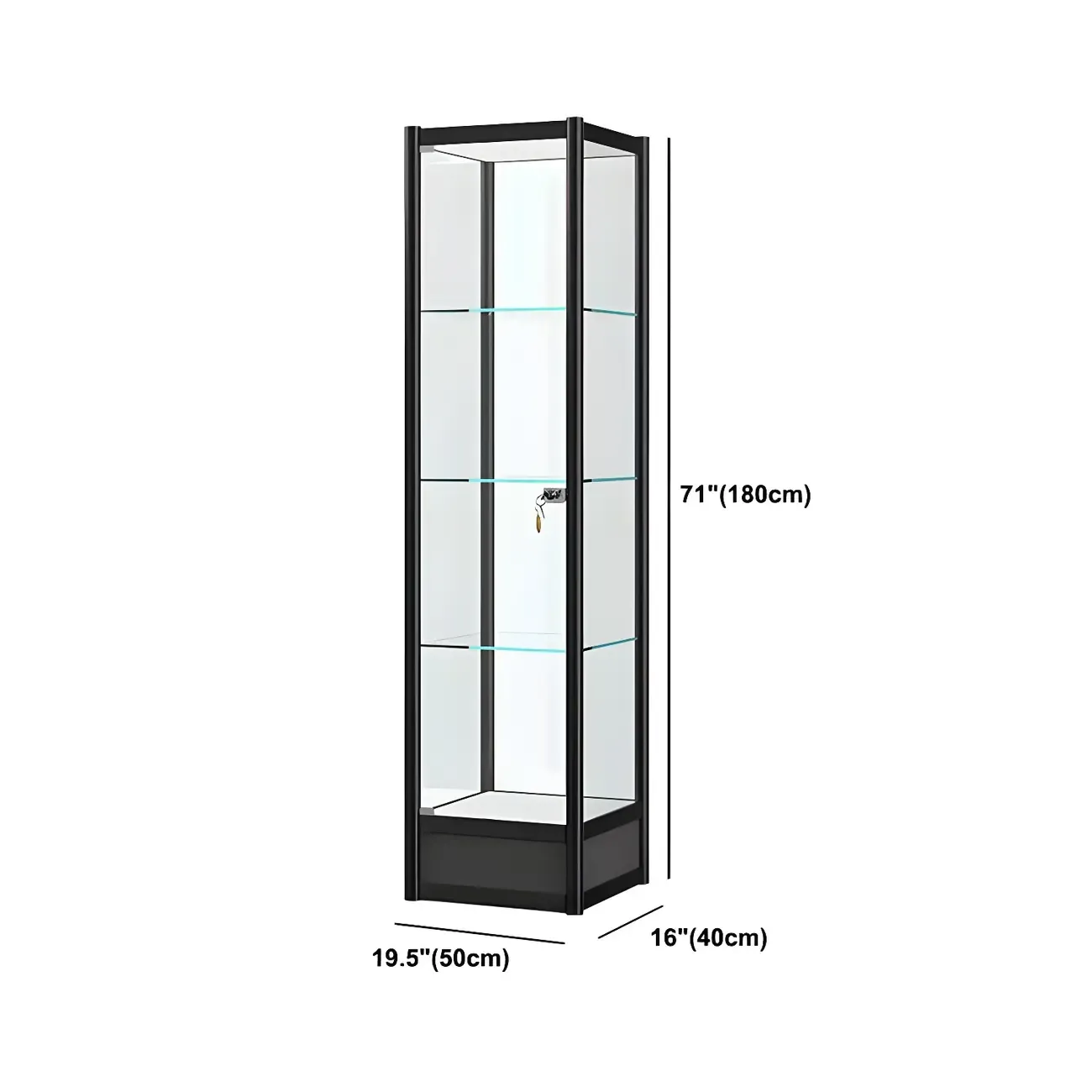 Rectangular Black Glass Metal Curio Display Cabinet Image - 15