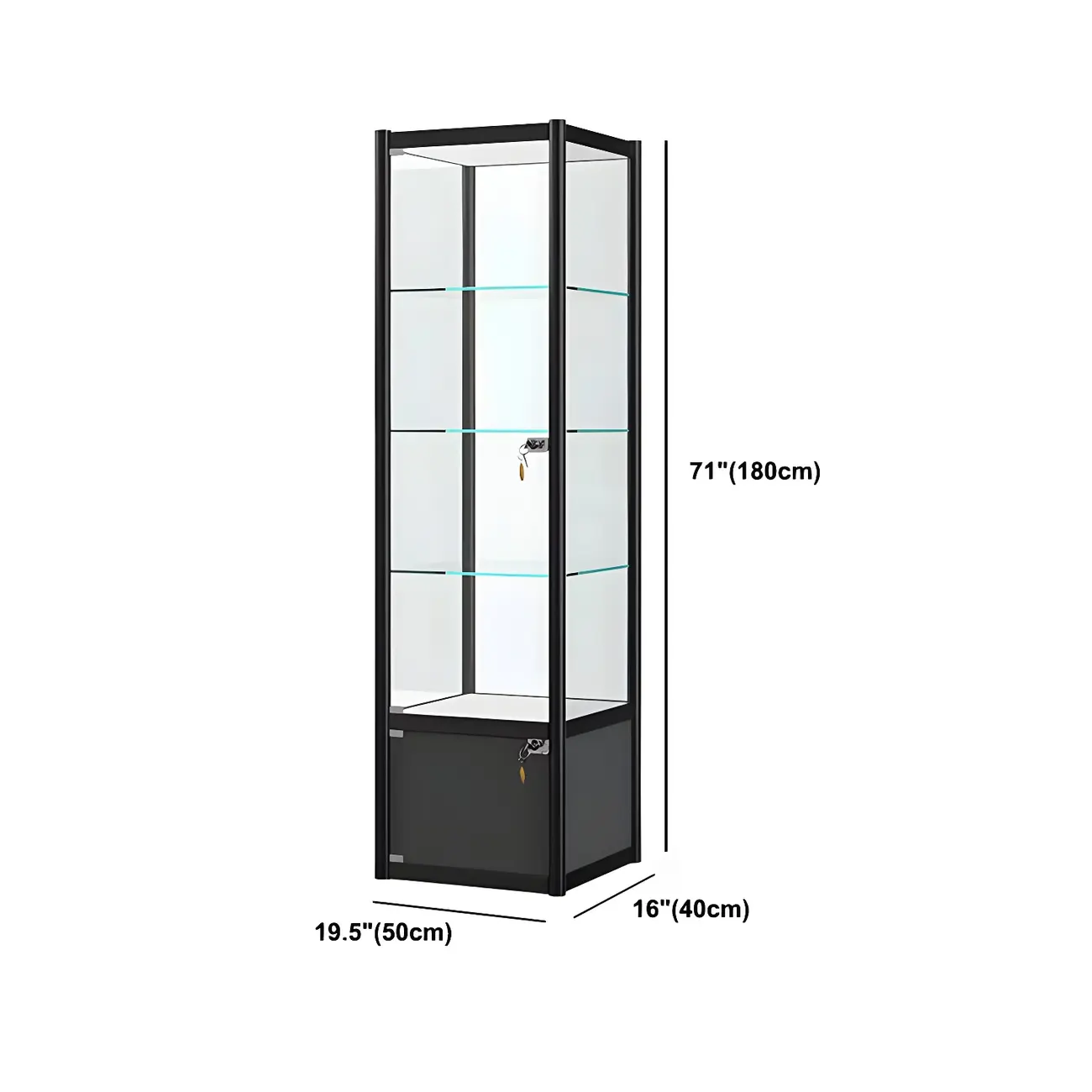 Rectangular Black Glass Metal Curio Display Cabinet Image - 16 | homeyfad
