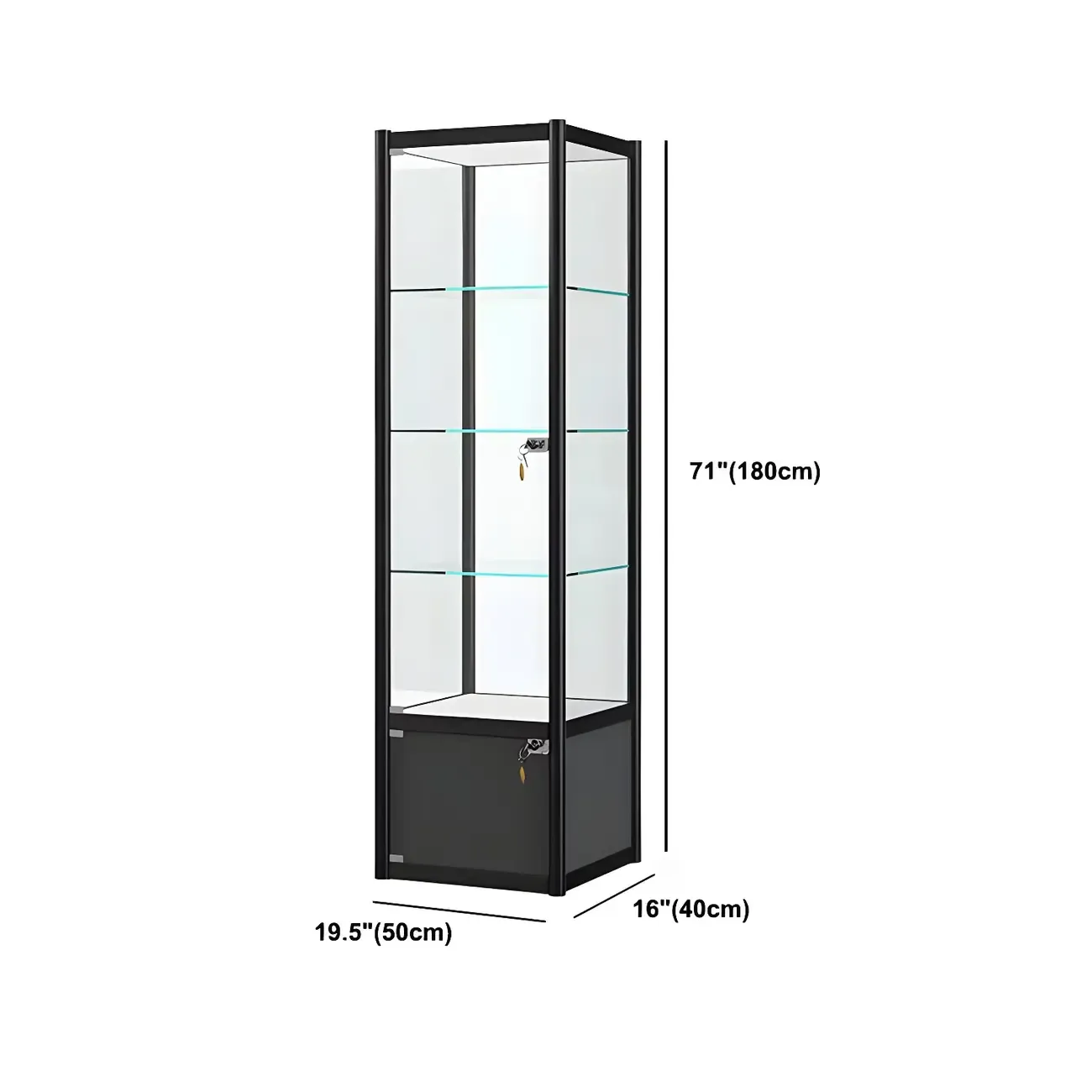 Rectangular Black Glass Metal Curio Display Cabinet Image - 16